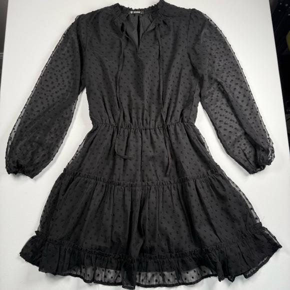 Black Tiered Ruffle‎ Mini Dress Size Small - Picture 7 of 10